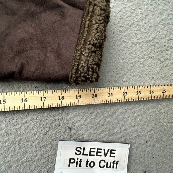 LL Bean BCT4 Faux Shearling Sherpa Long Coat Womens Large Brown Button - Picture 4 of 10